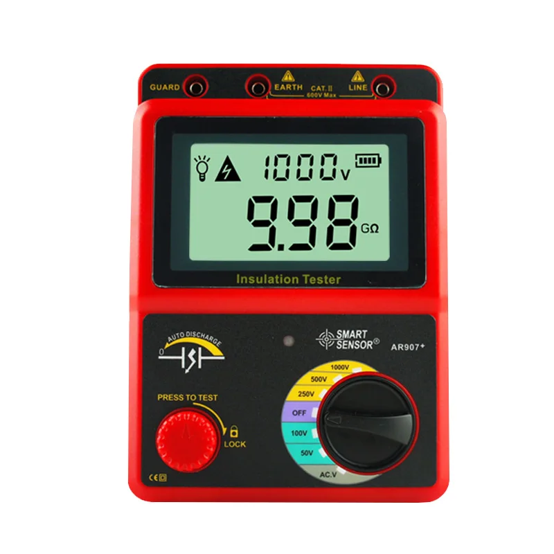 

Hot Sale Smart Sensor AR907+ 50V-1000v Digital High Precision Voltage Insulation Resistance Voltage Megameter Testing Meter