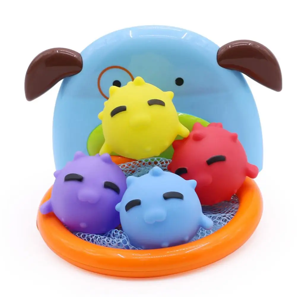 Silicone Fish Children Baby Bath Toy Dabbling Shooting Water Play Toy Ocean Ball  Basketball Game  Water Playing Toys  For Kids