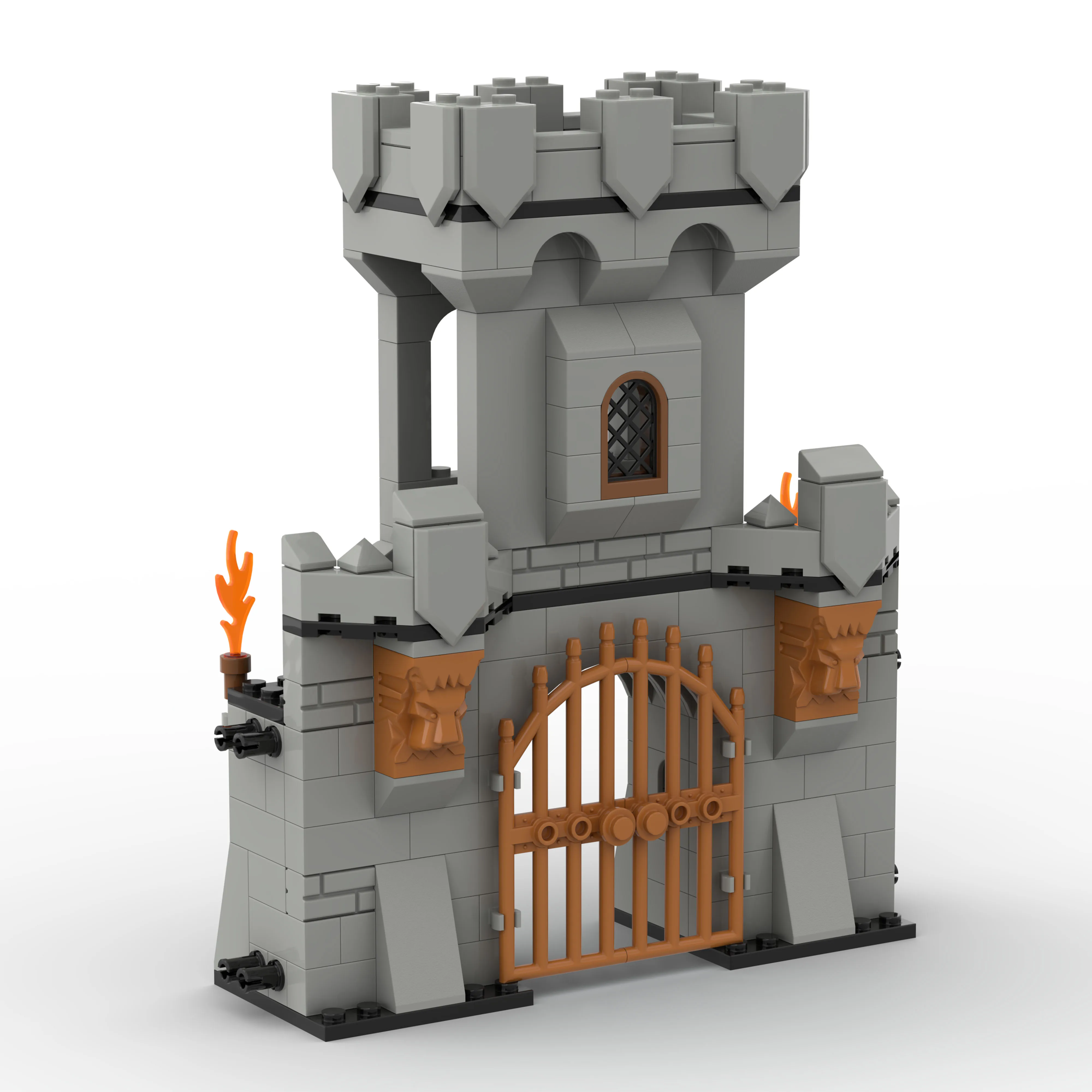 MOC Building Blocks Medieval Accessories Soldier Figure Ancient City Wall Scene Tower Free Assembly Toys for Kids