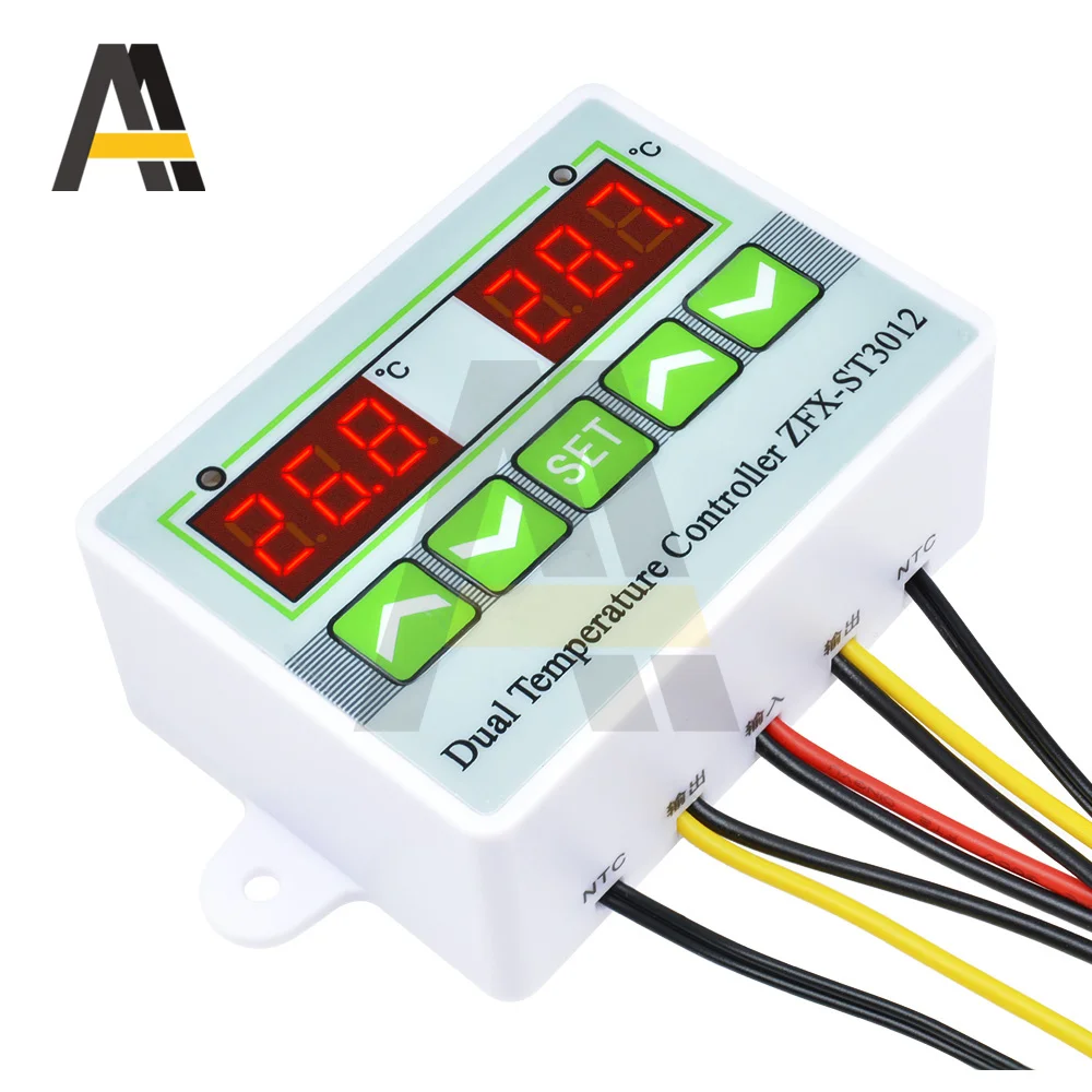 ZFX-ST3012 DC 12V/24V Temperature Controller Dual Thermostat Controller Temp Control Thermoregulator Control Module AC 110-220V