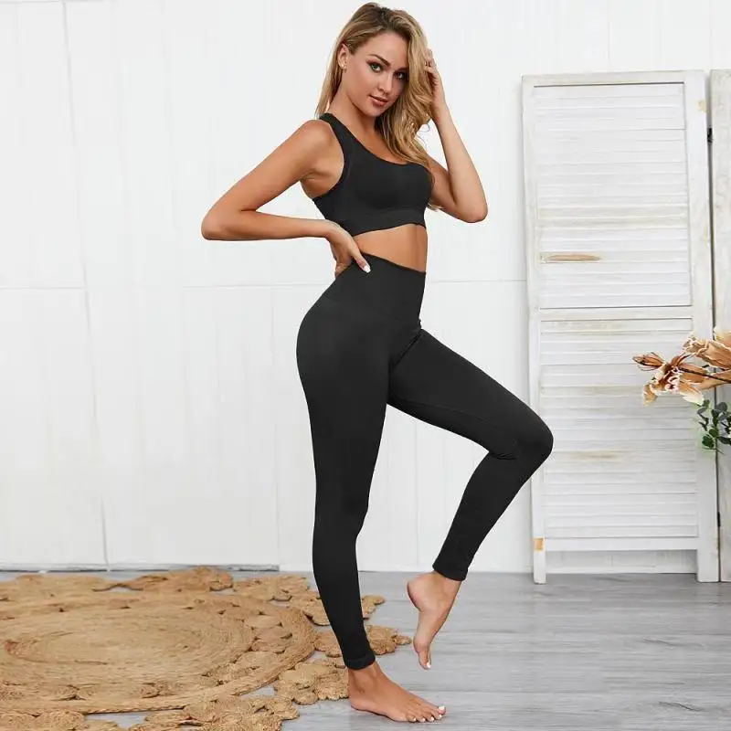 2021 2PCS Women\'s Seamless Yoga Set Sportswear Sports Bra+Leggings Fitness Pants Gym Running Suit Exercise Clothing Athletic New