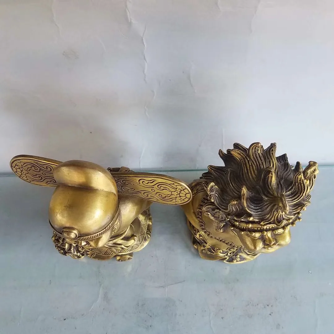 Xizang Folk Old Brass Golden Boy and Jade Girl Statue moral  be perfectly  matched Benevolent love Ornaments