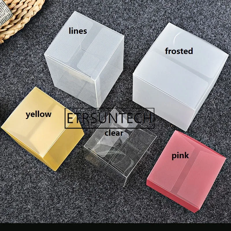 

300pcs Plastic Gift Box Yellow Pink Candy Box Clear Square Box Frosted Packaging Box for Candy Gift