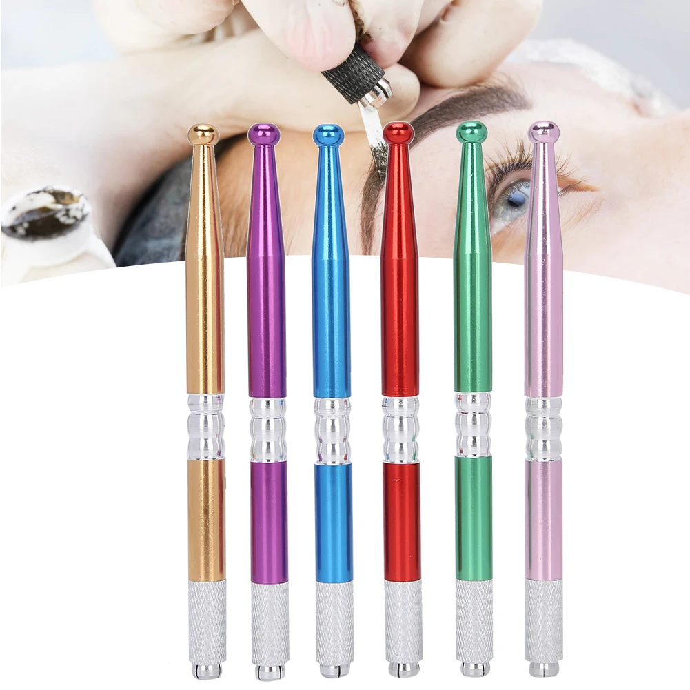 

A Set 6 Colors Aluminum Alloy Manual Lip Tattoos Pen Portable Microblading Eyebrow Shader Tattoos Accessories Beginner Necessary