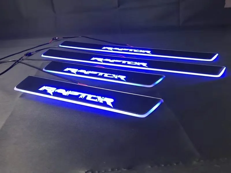 

Osmrk Nerf Bars & Running Boards with led moving door scuff plate sill overlays dynamic light welcome lamp for ford raptor