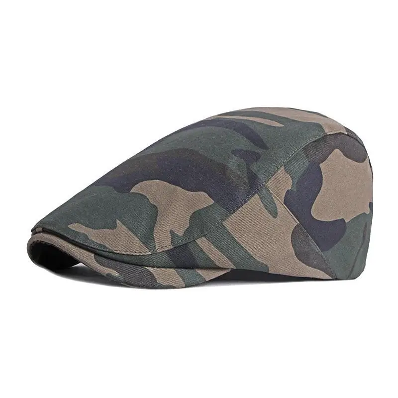 2024 Cotton Camouflage Print Newsboy Caps Flat Peaked Cap Men and Women Painter Beret Hats 36