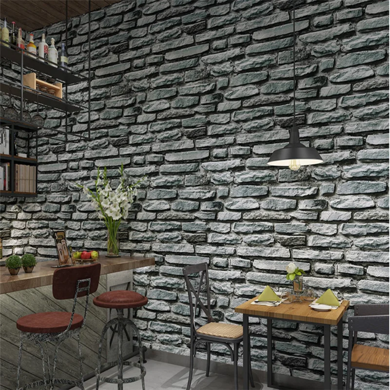 

High end new 3D waterproof restaurant wallpaper papel de parede vintage blue brick wallpaper antique brick background wall paper
