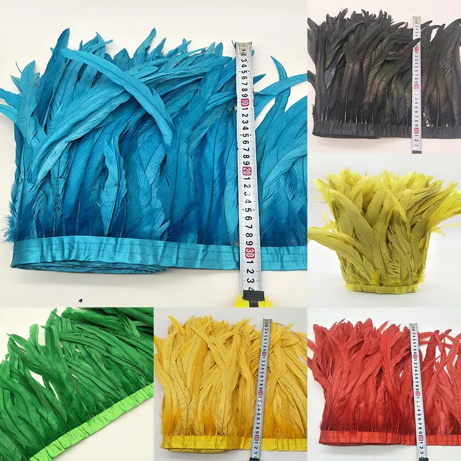 Wholesale Quality 4Yards 30-35cm/12-14inch Yards  Cock tail  Feather Ribbon Feathers Trim Fringe Clothing Accessories Plume Trim