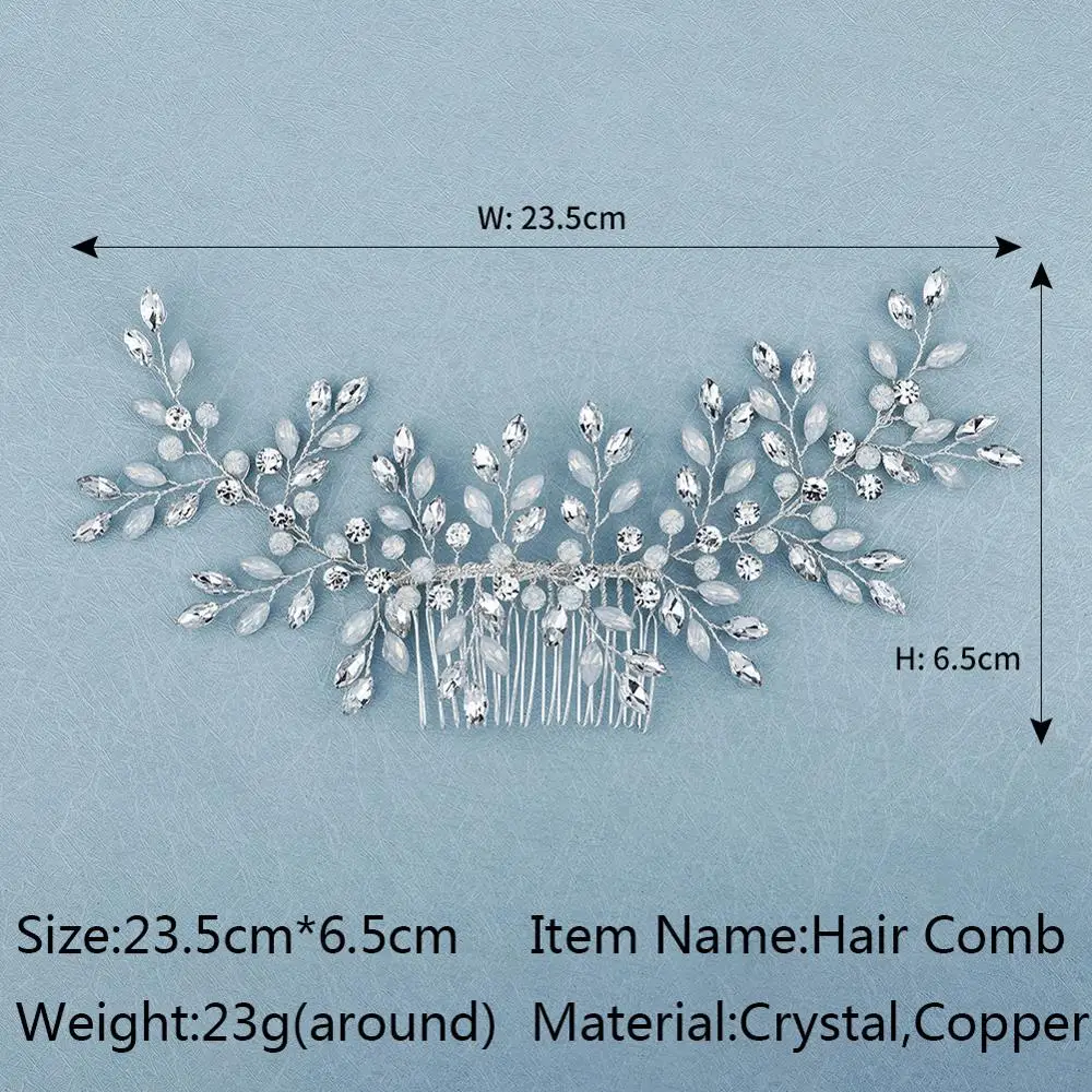 Miallo Bridal Wedding Hair Jewelry Handmade Crystal Hair Comb Clips for Women Accessories Silver Color Bride Headpiece Gifts