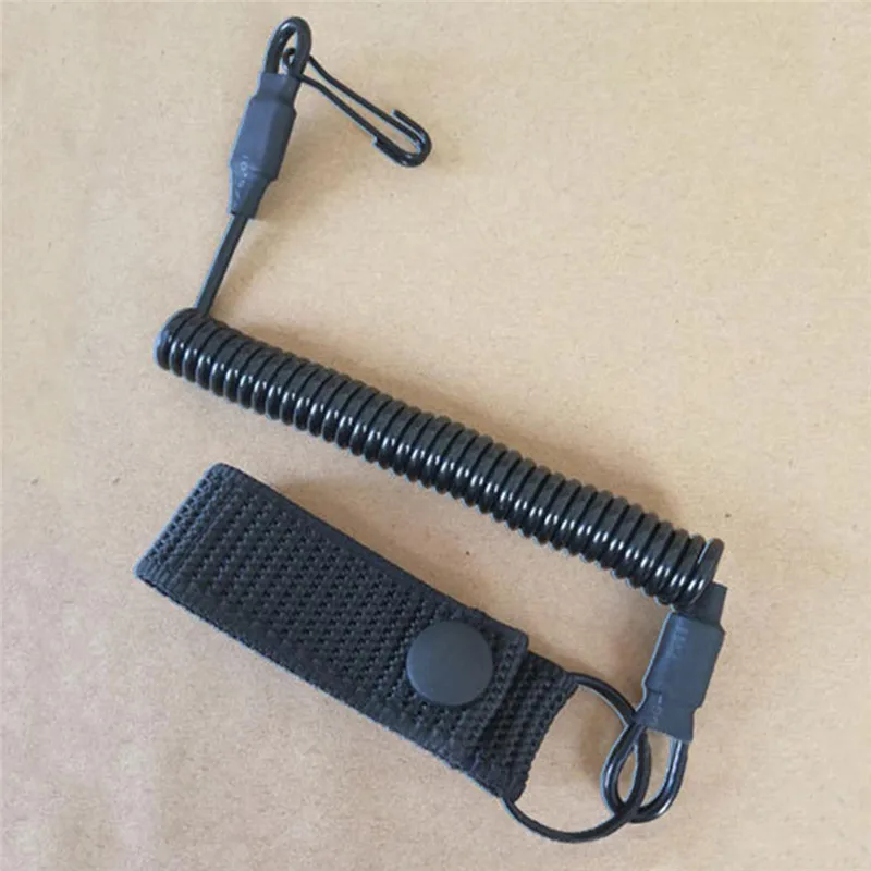 Elastic Lanyard Rope Tactical Anti-lost Military Spring Safety Strap Gun Rope For Key Ring Chain Flashlight Spring Safety Strap