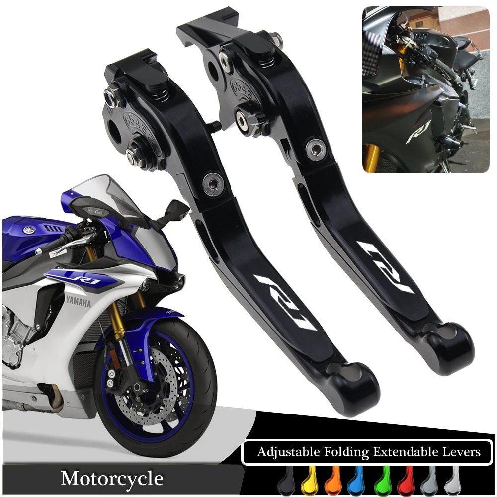 Brake Clutch Lever for YAMAHA YZFR1 YZF-R1/R1M/R1S 2004-2020 06 08 12 15 19 Motorcycle Adjustable Folding Extendable Logo R1