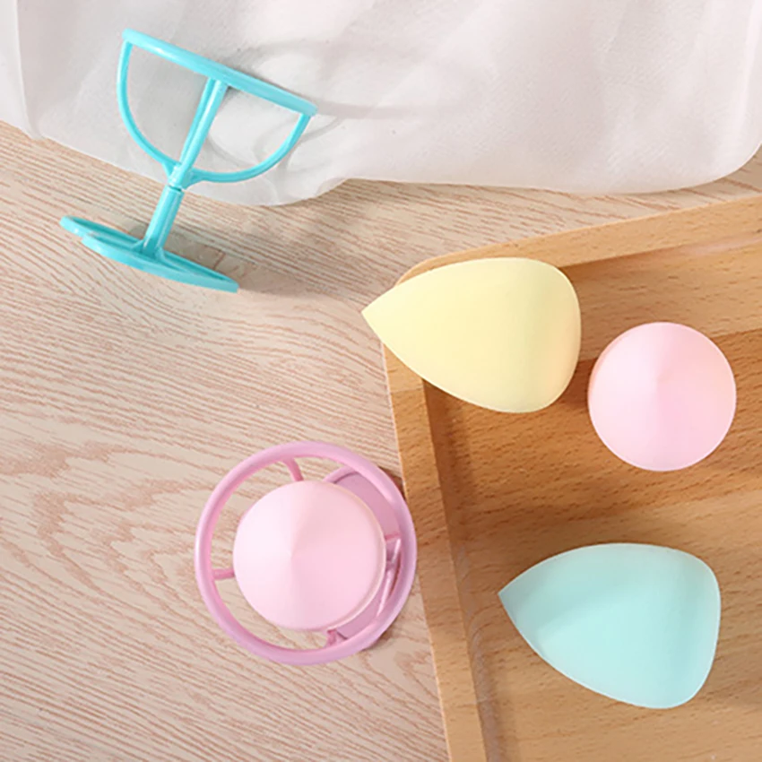 1 conjunto de maquiagem pó puff com suportes bandeja, meninas feminino esponja cosmética sopro bb creme fundação puff rack suporte ferramentas beleza