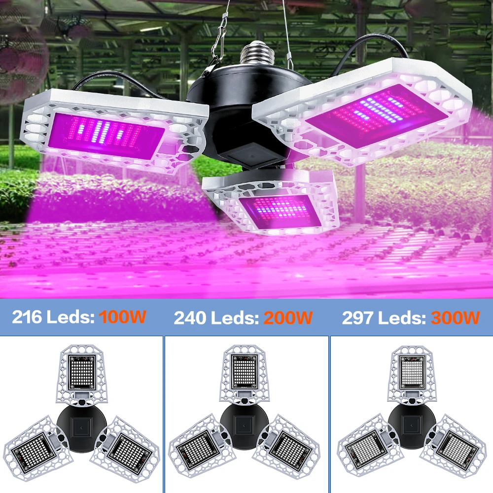 LED Grow Lights Panel LED Cultivo 100W 200W 300W Full Spectrum LED Grow E27 LED Plant Growth Lamp Greenhouse Hydroponic Systems