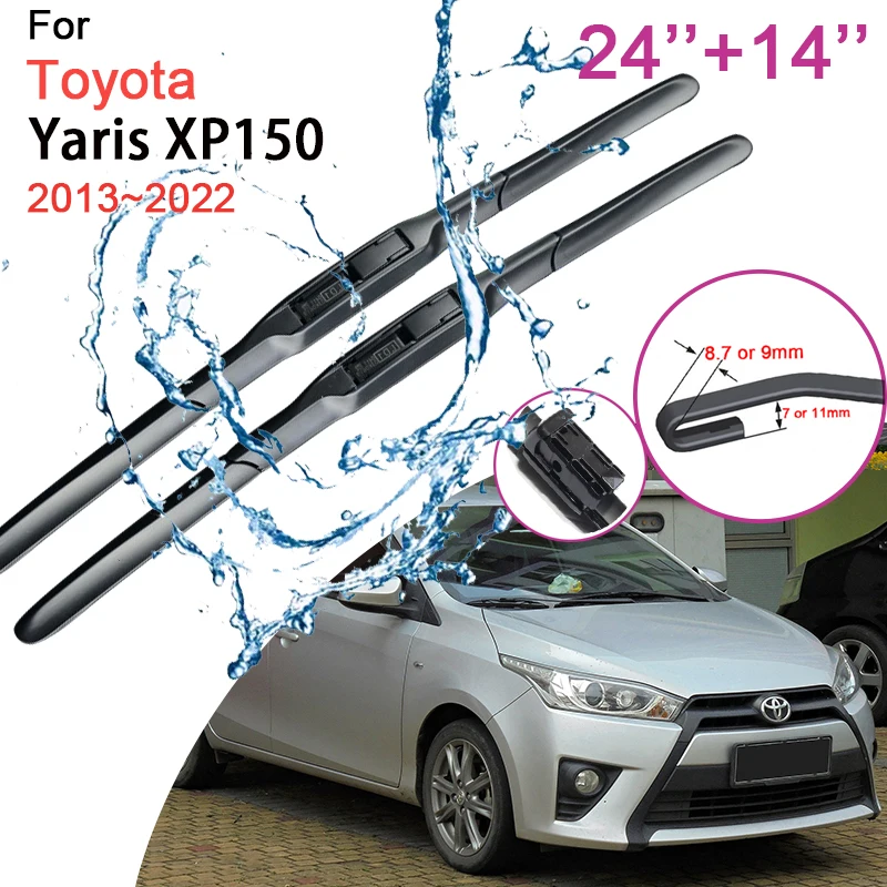 Car Front Windshield Wiper Blades for Toyota Yaris XP150 2013 2014 2015~2022 Frameless Durable Rubber Snow Scraping Accessories