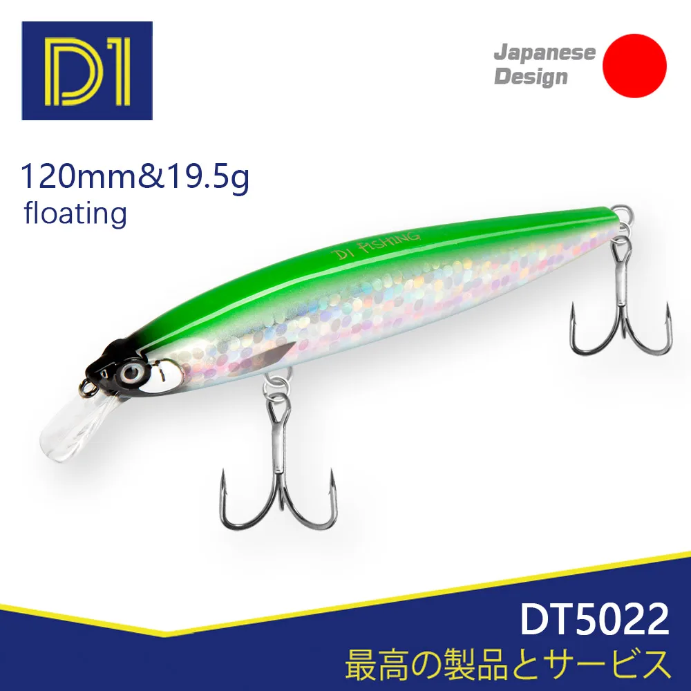 D1 Minnow Fishing Lures Silent Assassin 120F 19.5G Artificial Floating Swing Stroke Special Gravity System Pesca Tackle DT5022