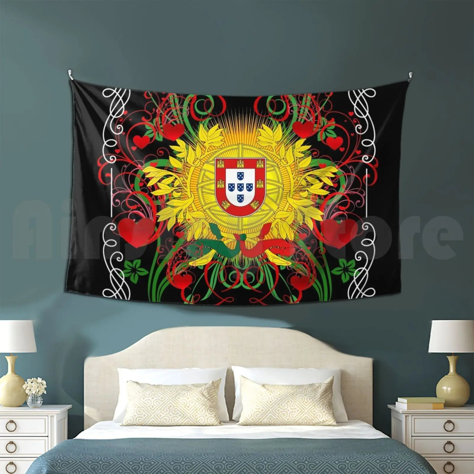 Arte Portugal Tapiz Salón Dormitorio 312 Portugal Galo Barcelos Azores Corazón