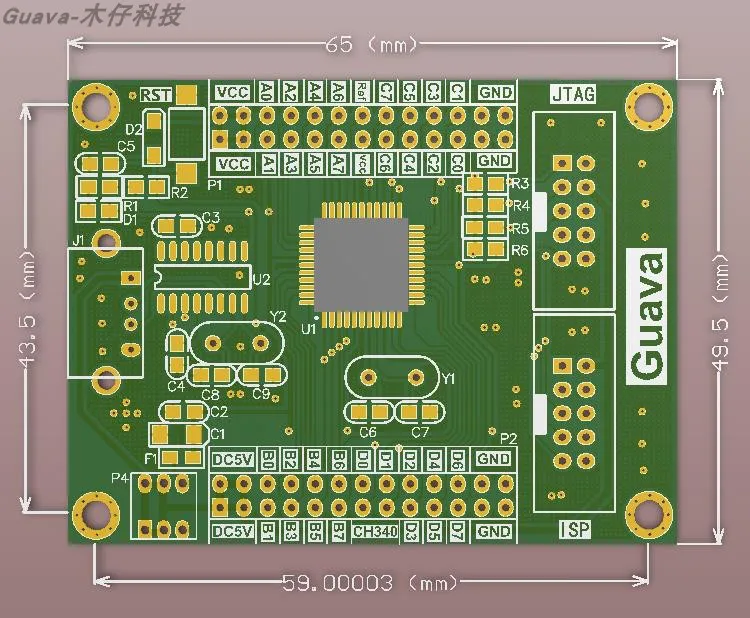 Atmega32A-Placa de desarrollo de sistema mínimo, placa de desarrollo Atmega32, AVR, placa de desarrollo del microcontrolador