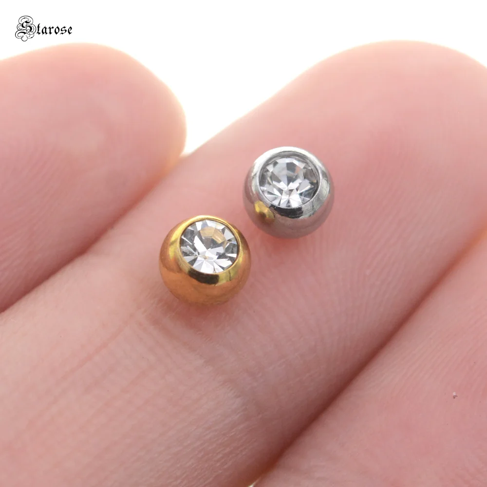 10Pcs 16Gx3/4mm 14Gx5/6mm Screw Ball End Beads Stud Earring Earplugs Replacement Spare Parts Helix Piercing Jewelry Accessories