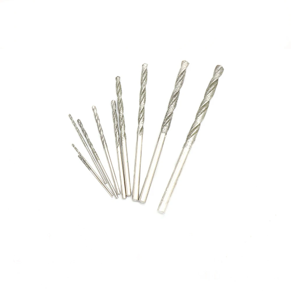 10 Chiếc Kim Cương Đầu Xoắn Bộ Mũi Khoan Cho Thủy Tinh Trang Sức Đá Gạch 0.8Mm-4Mm