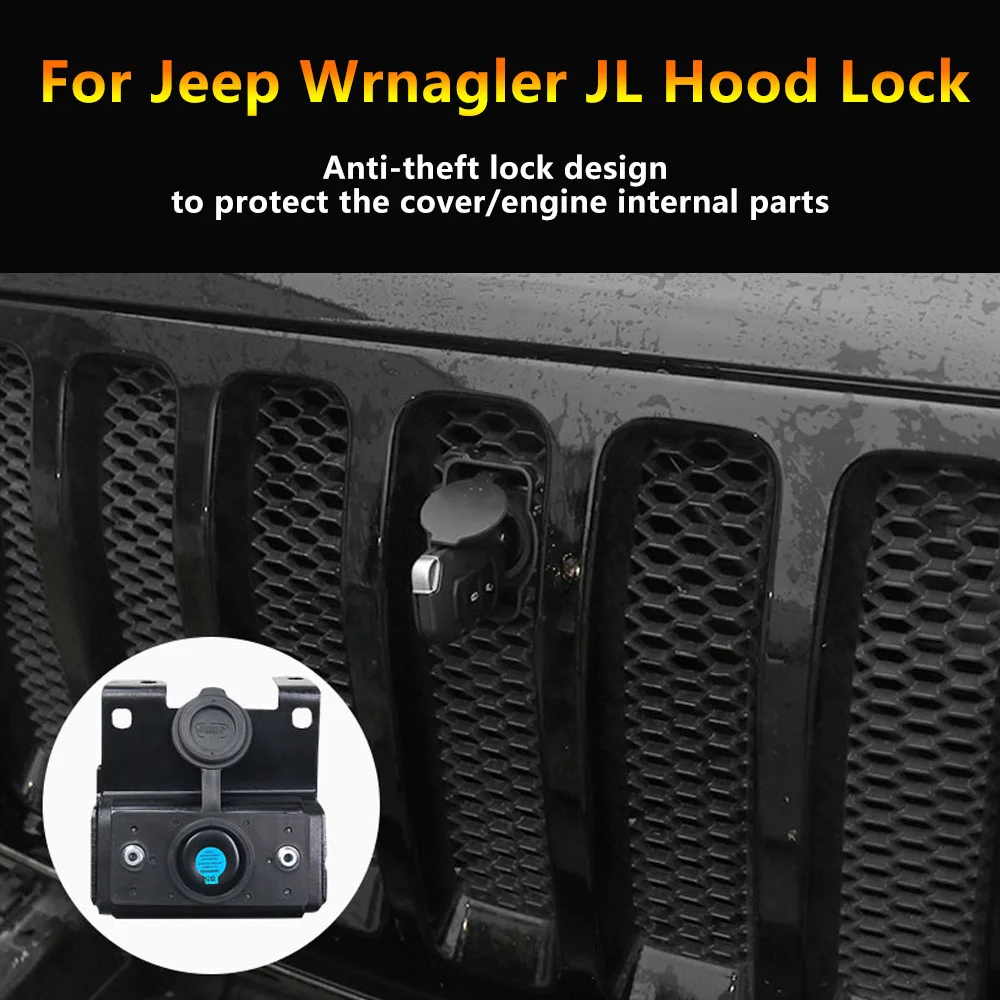 Car Grilles Smart Locks Cover for Jeep Wrangler JL 2018 Car Hood Latch Catch Lock Kit for Jeep JL Wrangler Car Accessories