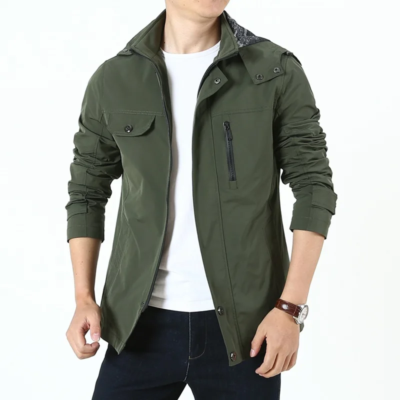

Mens Jacket Spring Autumn Men's Casual Hooded Jacket Coat Fashion Slim fit Windbreaker Outerwear Male Clothes Plus size M~5XL