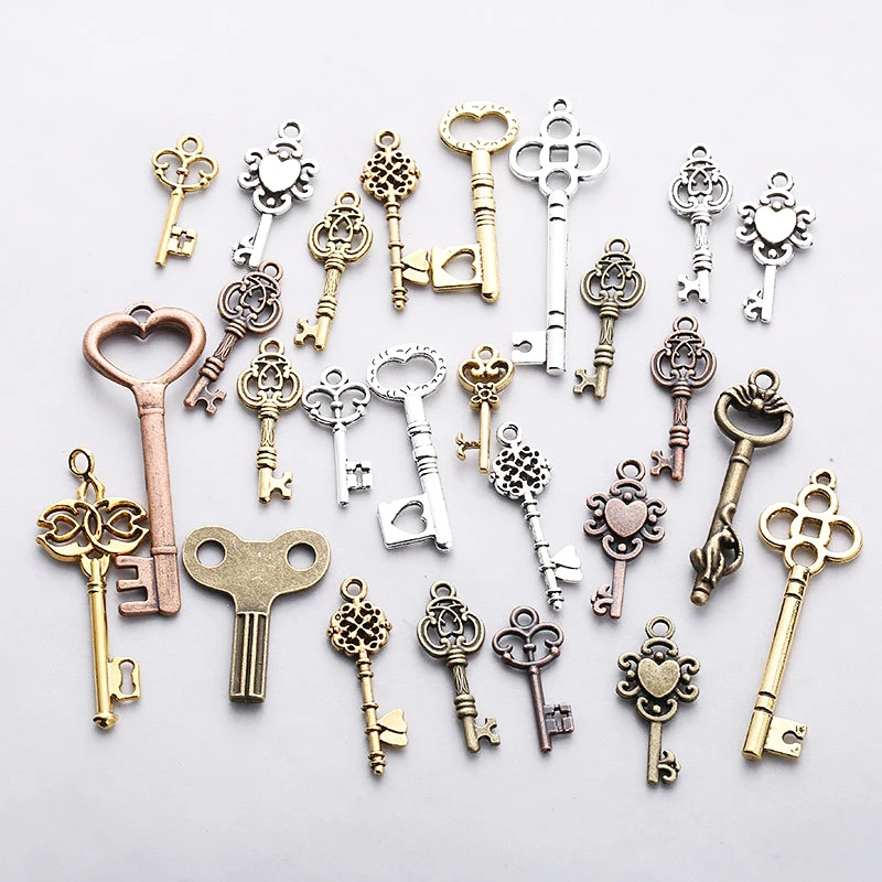 20pcs Steampunk Mixed Keys charms Vintage bronze Metal Zinc Alloy for Fine Trendy Mixed Pendant Charms Making