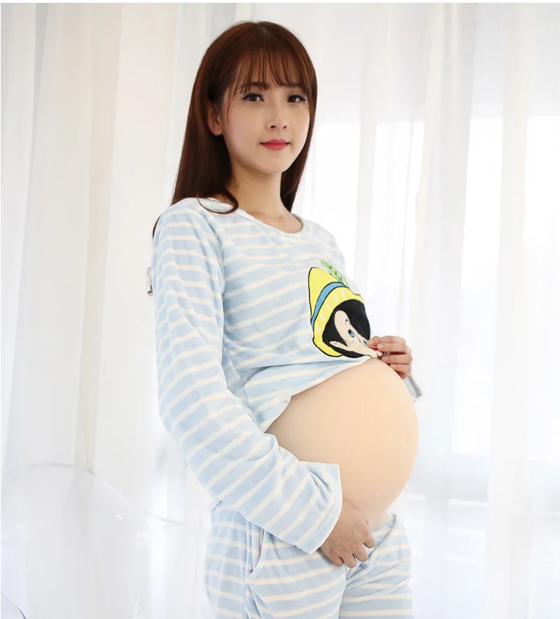 

3400g 8~10 Month Twins Top Quality Seamless Silicone Artificial Belly Fake Tummy Belly for Pregnancy Test 2 Colors Belly Fat