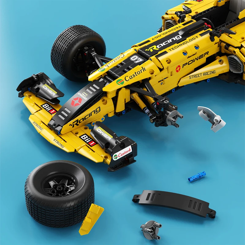 F1 1:8 Formula Racing tecnico Building Block modello MOC Speed Sports Car illumina i mattoni giocattoli di natale per ragazzi Set regalo