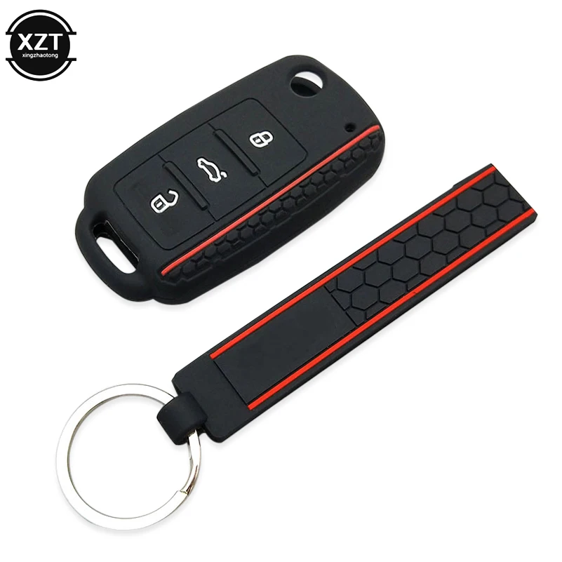 Funda de silicona para mando a distancia de coche, carcasa de 3 botones para golf 4, 5, 6, SKODA Octavia Superb, Seat Leon, Toledo, Altea, Ibiza Fob