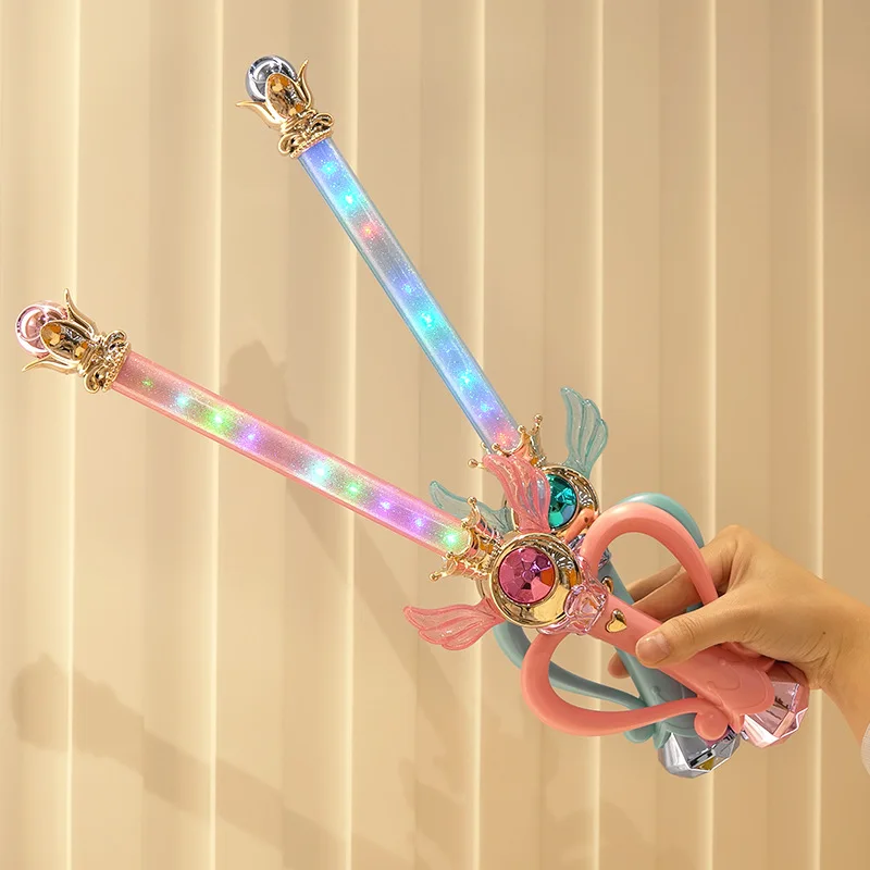 Electric Flashing Sounding Magic Stick Girls Toy Cosplay Sailor Moon Princess Magician Music Magic Sword Pretend Play Kids Toy