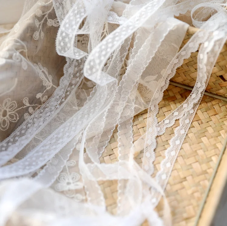 Adorno de encaje blanco de 10 metros, cinta para vestido de novia, apliques bordados, accesorios de ropa DIY, materiales de embalaje de regalo de costura