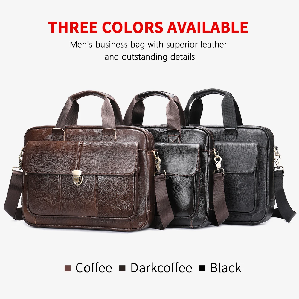 WESTAL Men\'s Briefcase Genuine Leather Laptop Bag 14 Men\'s Leather Handbags Office Bag for Men Porte Document Bags for Man 315