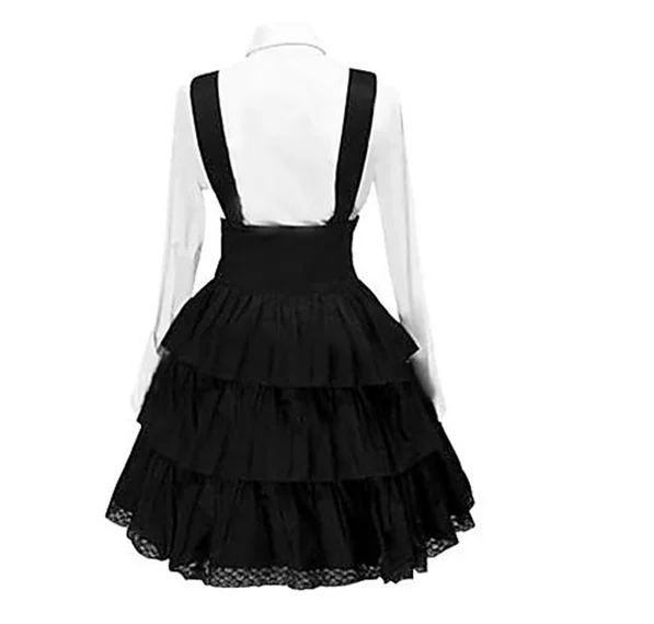 2022 Women\'s Classic Lolita Dress Vintage Inspired Women\'s Outfits Cosplay Anime Girl Black Long Sleeve Knee Length Shirt Dress