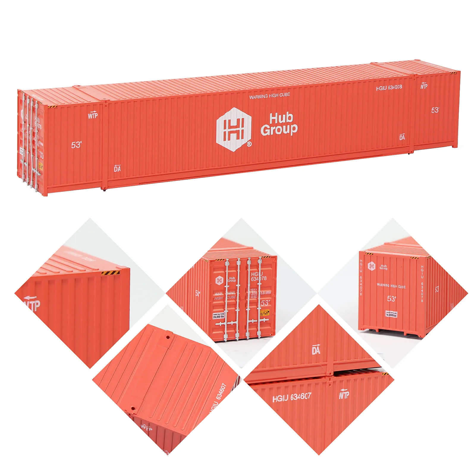 Evemodel 1pc HO Scale 1:87 53ft Shipping Container 53' Cargo Box Freight Car Model Trains C8753 Railway Layout