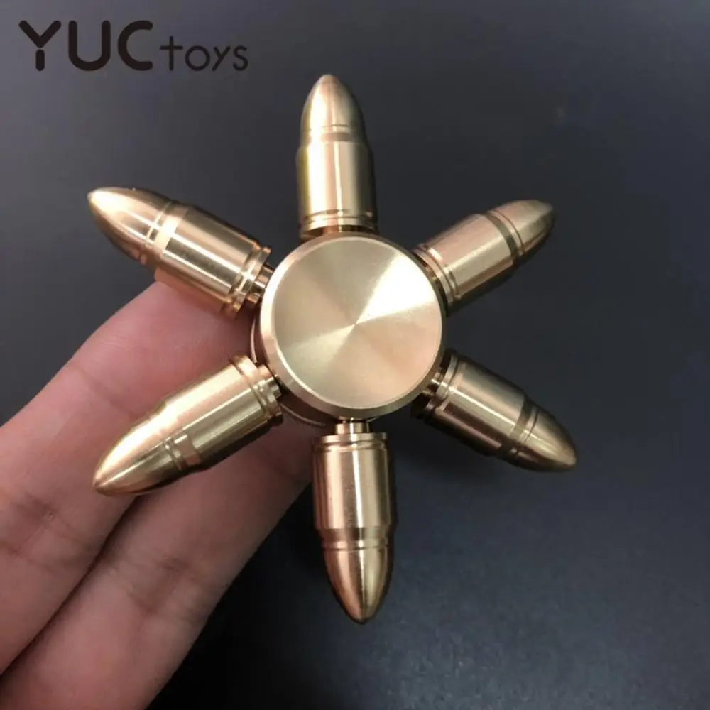 Brass Alloy Hand Finger Tip Gyro Golden Fidget Spinner Copper Toy Metal Bearing Relieve Tired Stress For Kids Office Accessories