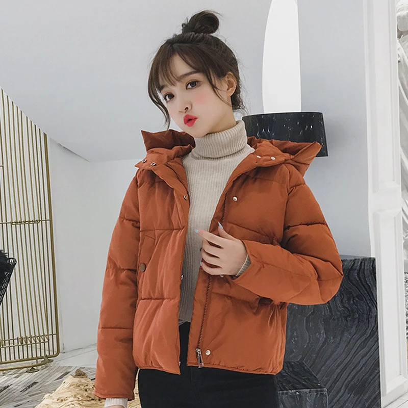 Women 7 colors thick oversized parka winter hooded cotton padded jackets Fad warm solid casual coats loose outwear feminina