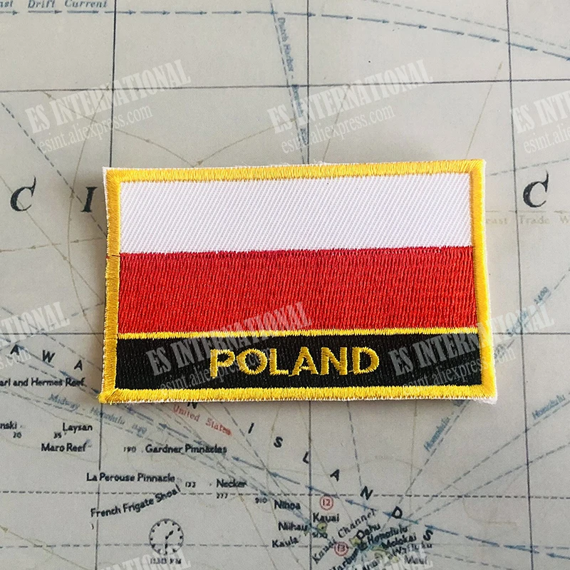 POLAND National Flag Embroidery Patches Badge Shield And Square Shape Pin One Set On The Cloth Armband   Backpack  Decoration
