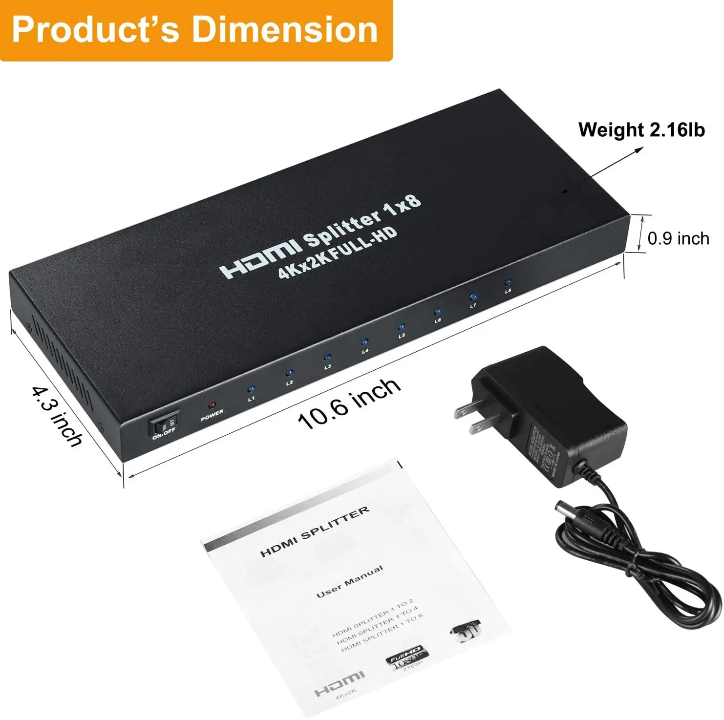 4K 1X8 Bộ Chia Tín Hiệu HDMI 1 Trong 8 Ra Trang 8way Bộ Chia HDMI Video Âm Thanh Hãng Phân Phối Bộ Khuếch Đại sạc Full HD 3D & 4K