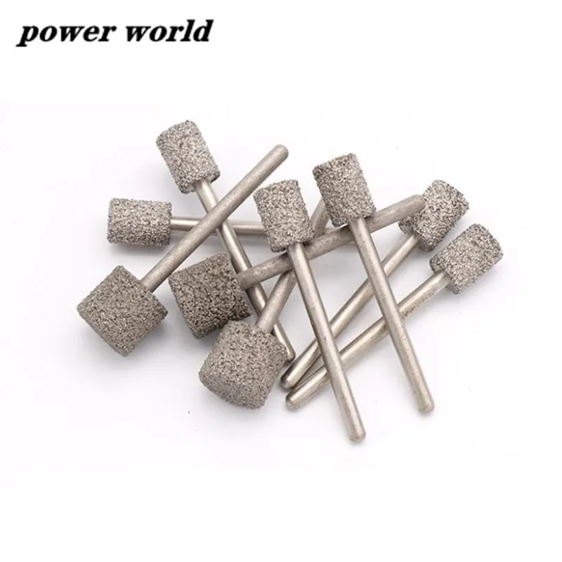 A Needle 3mm Shank Cylindrical Brazing Diamond Grinding Head Drill Bits for Stone Jade Metal Polishing Deburring Carving Set