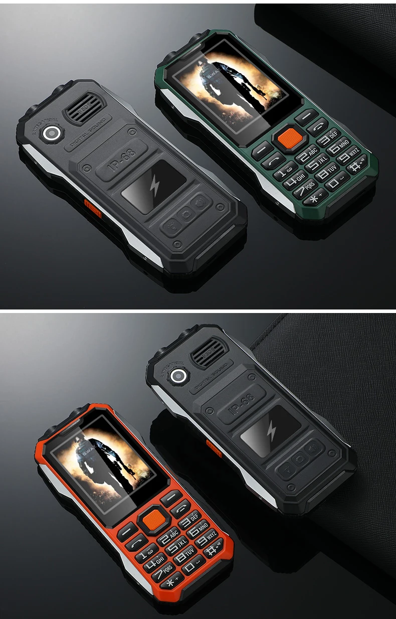 Slim Rugged Outdoor Phone Dual SIM Big Button Long Standby Blacklist Loud Speaker Two Flashlight SOS Dialing MP3 Video Player