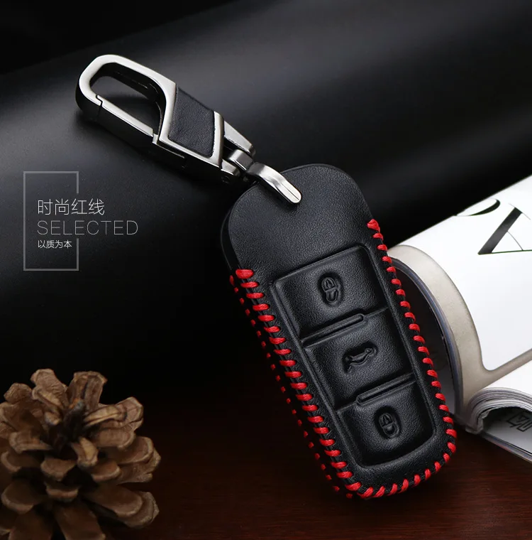 Leather Car Key Cover Case Shell for Volkswagen CC Passat B6 B7 3C CC Magotan R36 B5 B7L Golf 4 7 Polo Tiguan Scirocco 2010-2015