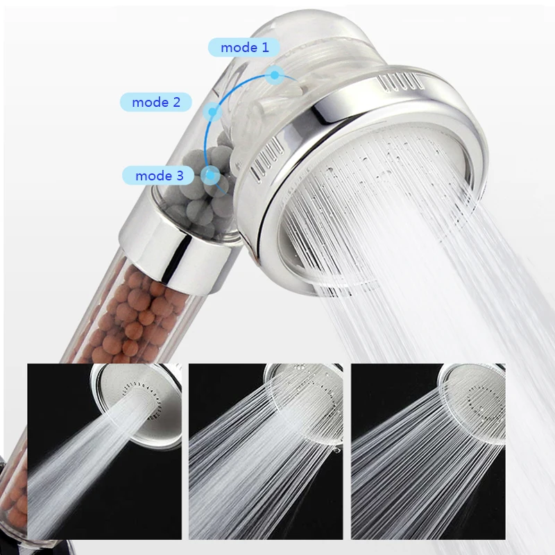 VEHHE 3 Modes Blue White SPA Shower Head Multifunction Adjustable Filter Water Therapy Sprayer Bathroom Shower Head