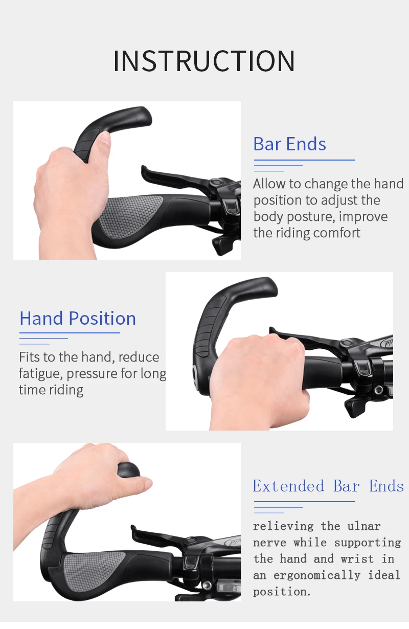 ERGON Ergonomics Bike Handlebar Grips GP1 GP3 GP5 Mountain Bike Extended Bar End Grip Lockable Bicycle Handle Mount Rubber Grips