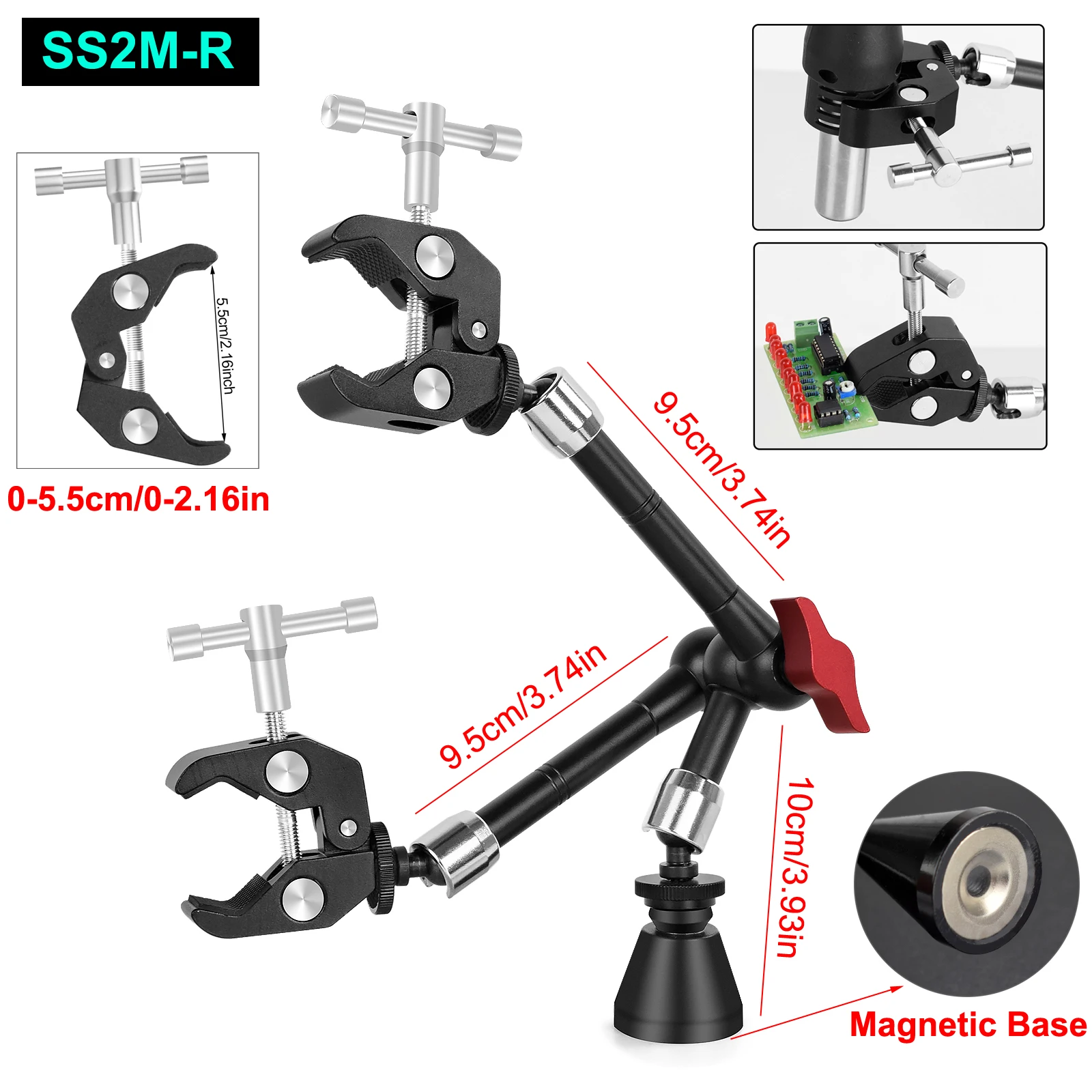 NEWACALOX Soldering Third Hand Tool PCB Fixture Clips Heat Gun Stand Rework Station Tool Helping Hands with Magnetic Base