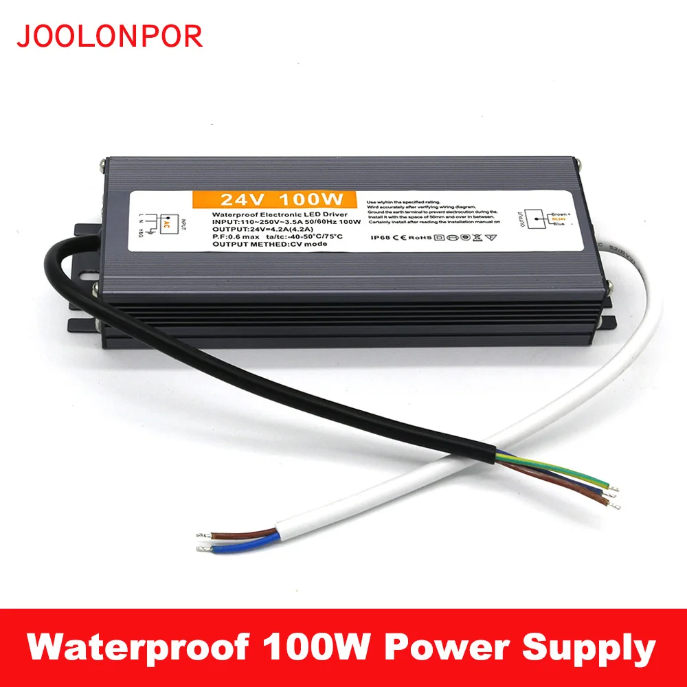 Waterproof IP67 Switching Power Supply Adapter Ac 220V to Dc 24V 4.2A 100W Electronic LED Driver for Outdoor Lighting