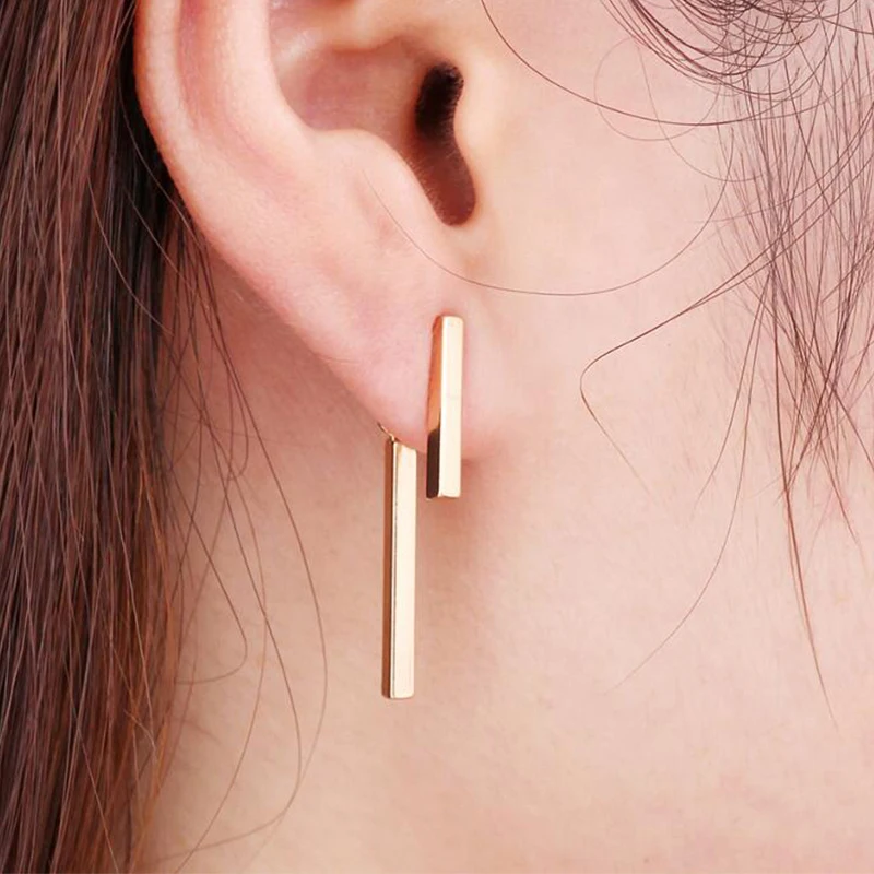 2023 New Fashion Simple T Bar Drop Earring for Women Geometric Ear Jacket Earrings Wedding Gifts