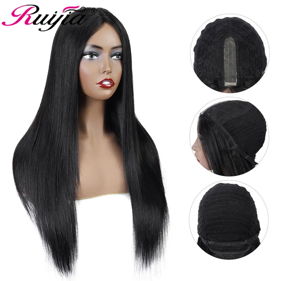 Brazilian Human Hair Wigs For Women Hairline Lace Wig Middle Part 24inch Long Remy Human Hair Wig Straight Machine Made Full Wig