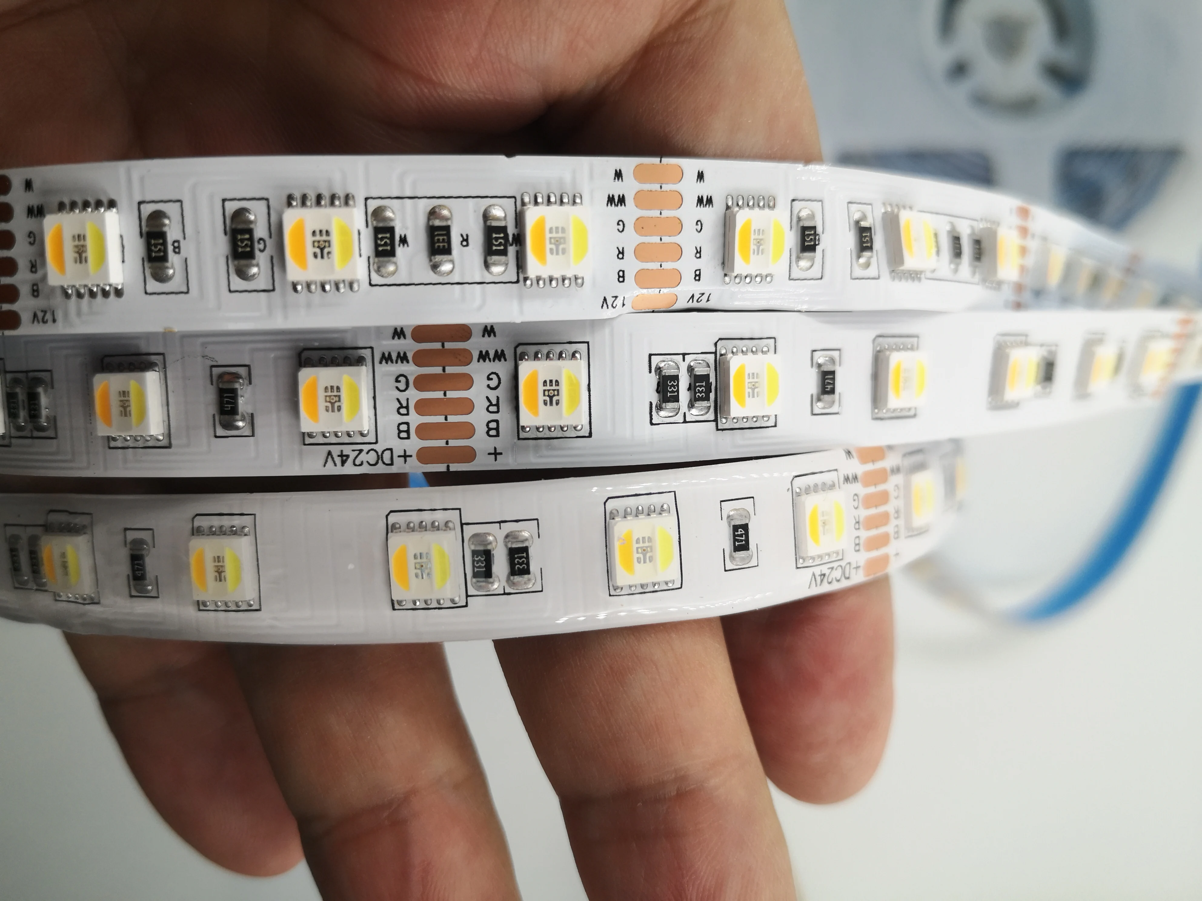 LED Light Strip 5050 SMD 5in1 CCT  DC12V 24V RGBCCT LED Flexible 60leds RGBCCT Chip RGBW+WW Flexible Led Tape Decorative Light