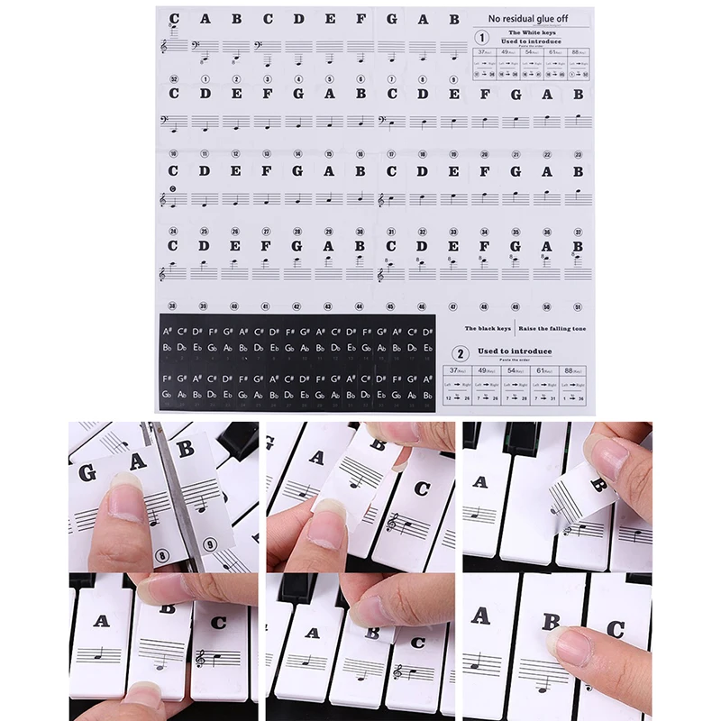 54 61 88 Keys Electronic Piano Keyboard Sound Name Stickers Key Sticker Piano Stave Music Decal Label Note Sticker