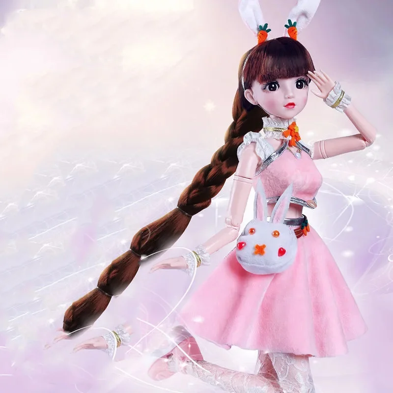 

New 1/3 60cm BJD Doll Set 23 Joint Movable Fashion Princess Girl Dress Up Toy 4D Simulation Eyes Children 2021 Christmas Gift